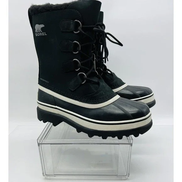 Sorel Men\'s Black & White Lace-Up Waterproof Winter Boots Amazon.com: SOREL Men main image 2